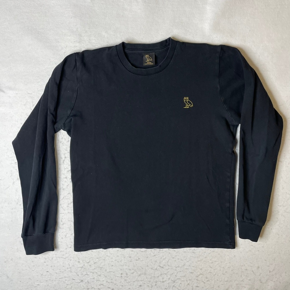 OVO October Very Own Owl Logo Black‎ Long Sleeve T Shirt Mens Medium Made Canada
